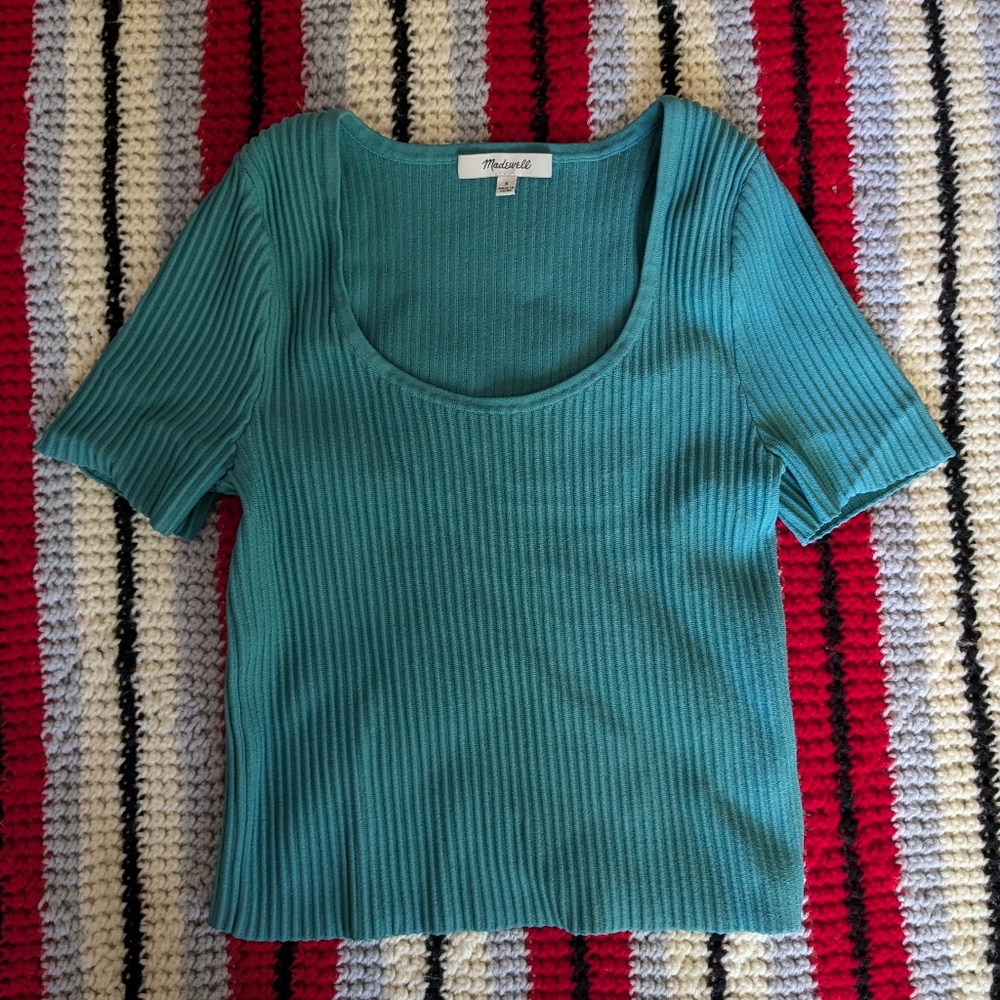 Madewell ribbed teal t-shirt